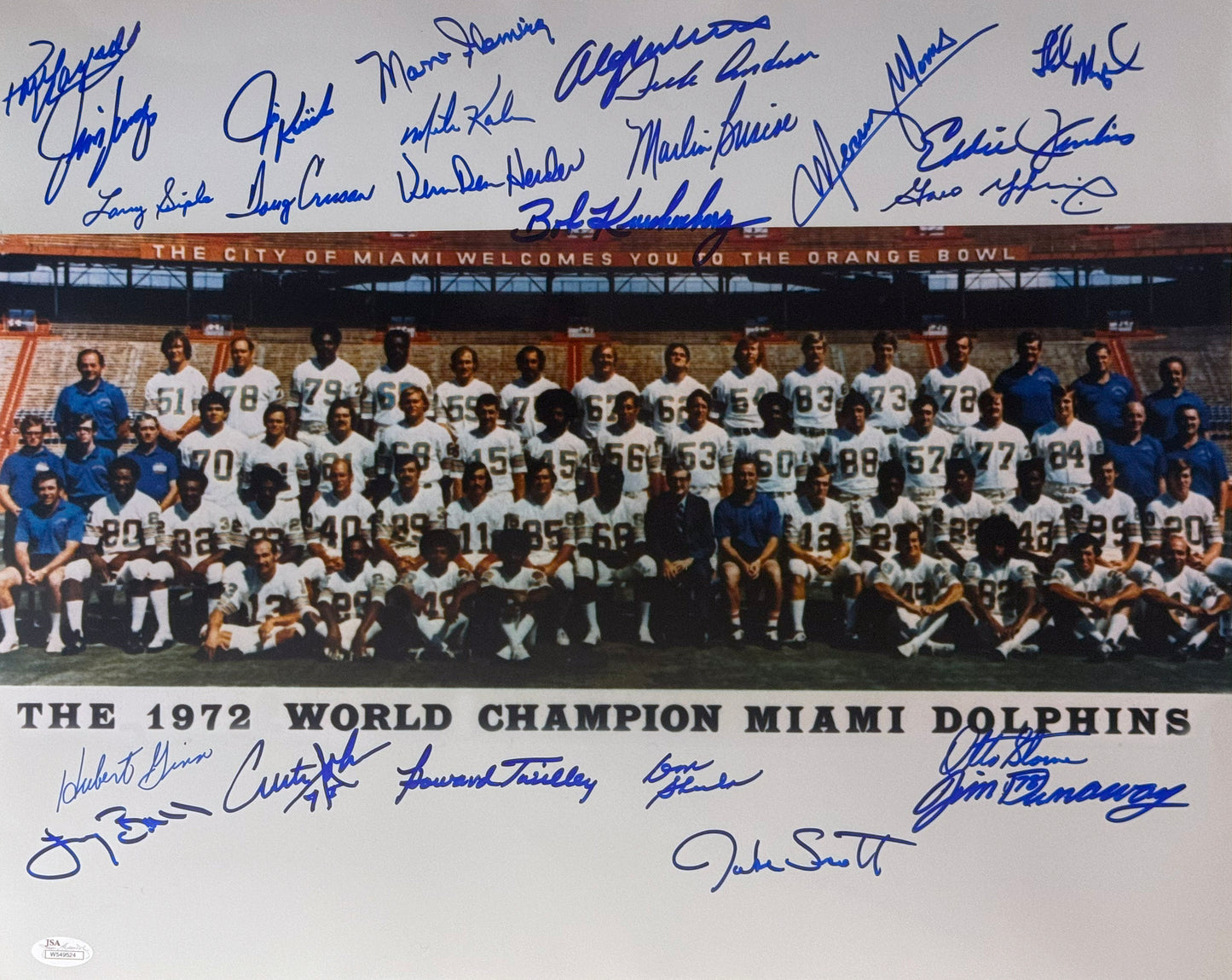 1972 Miami Signed 16x20 Autographed Photograph JSA