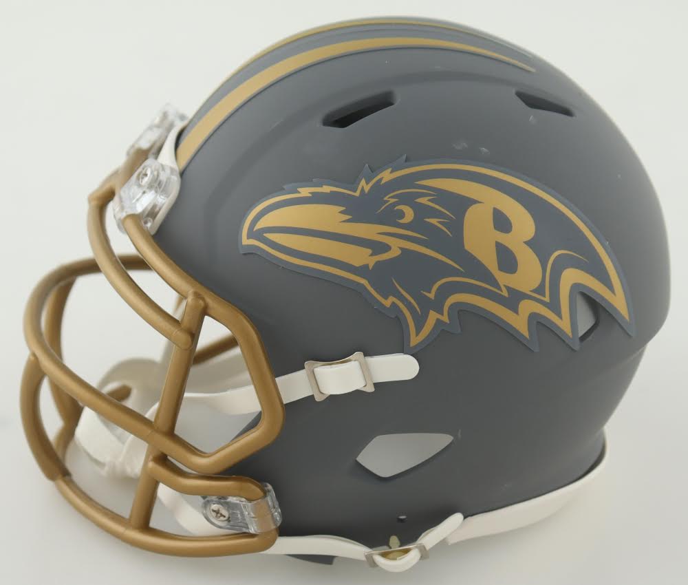 Justin Tucker Baltimore Slate Signed Mini Football Helmet (JSA & PIA)