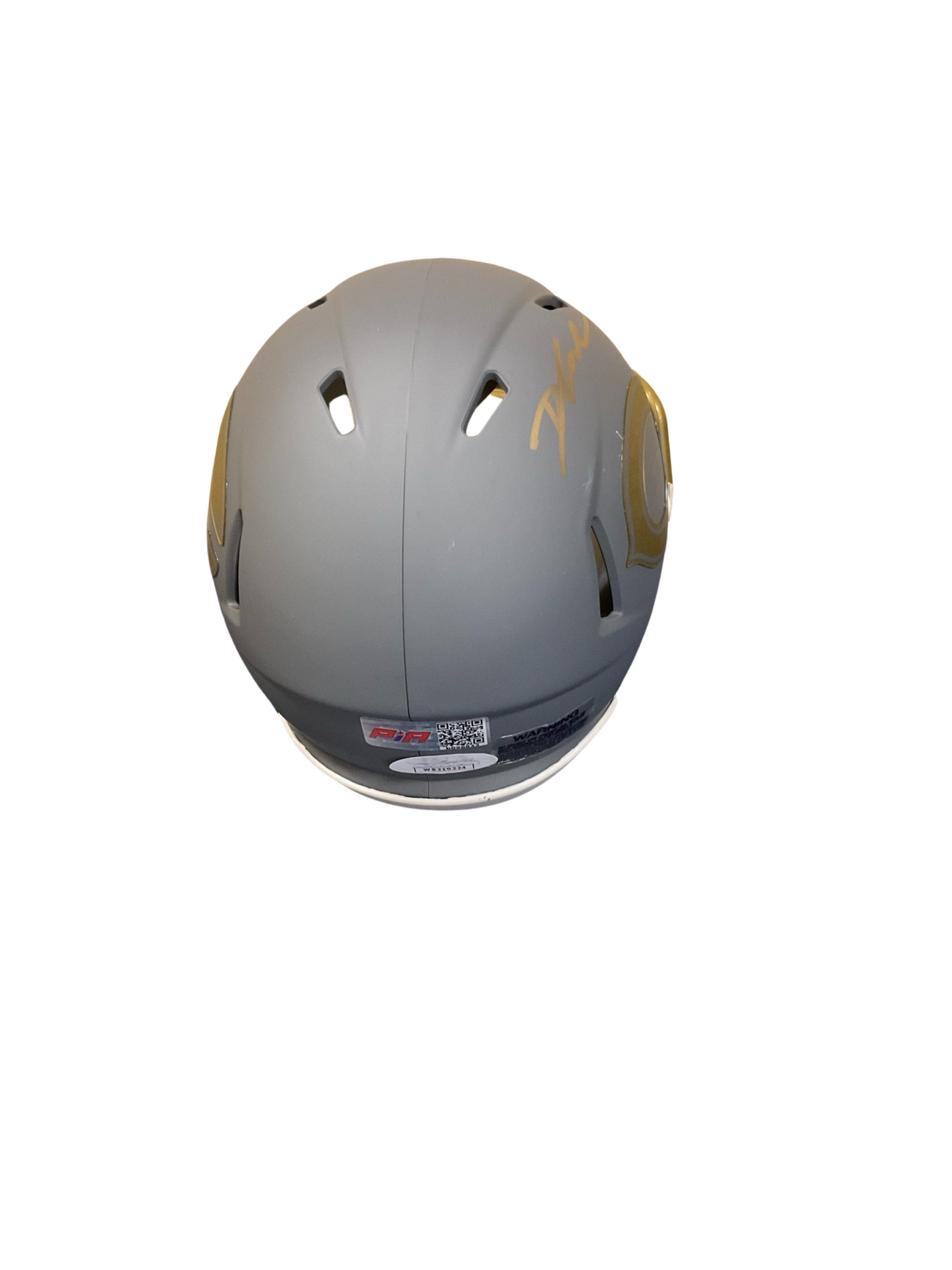 D’Andre Swift Signed Chicago Mini Football Slate Helmet (PIA & JSA)