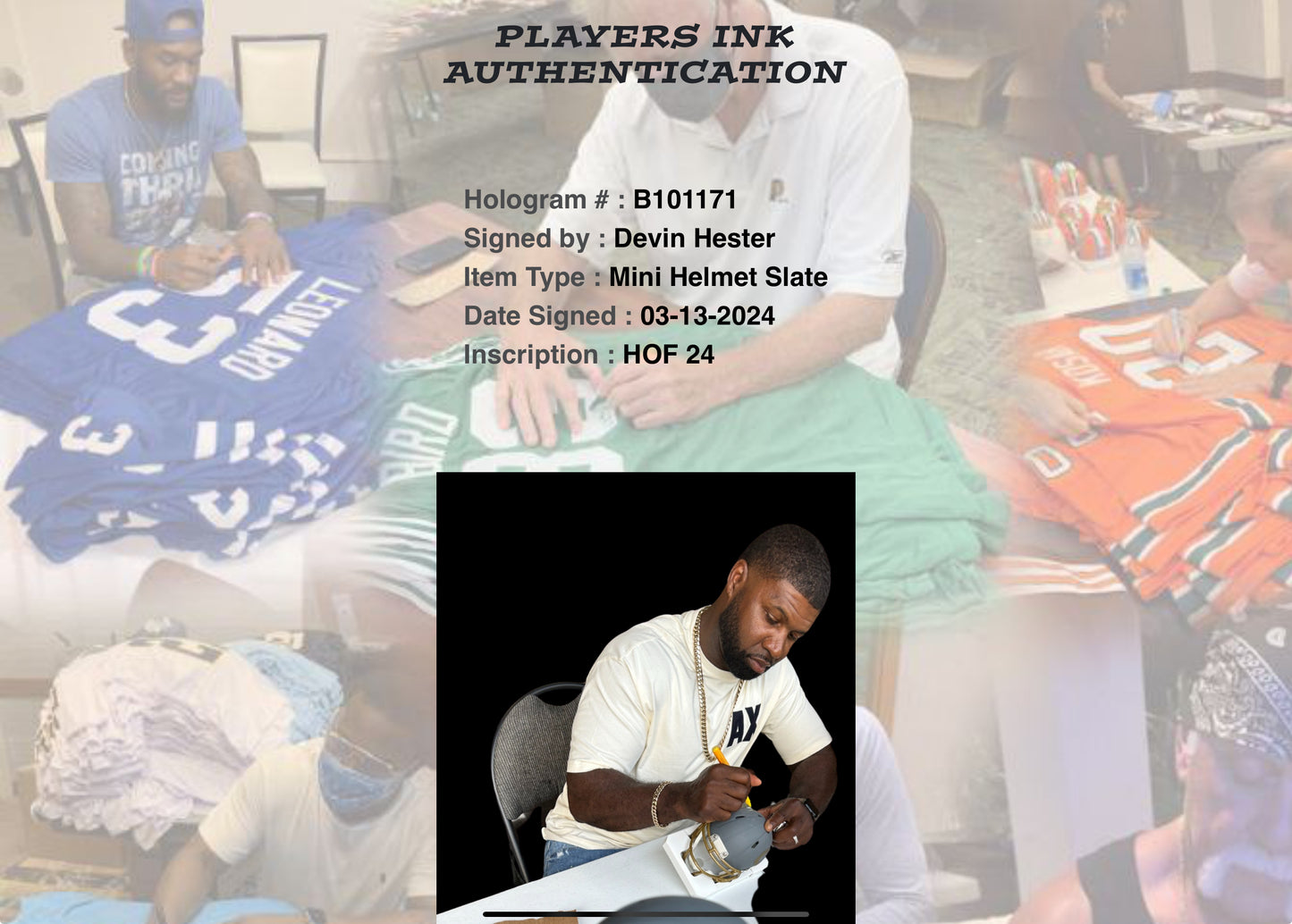 Devin Hester Signed Chicago Mini Football Slate Helmet (PIA & JSA) HOF 24
