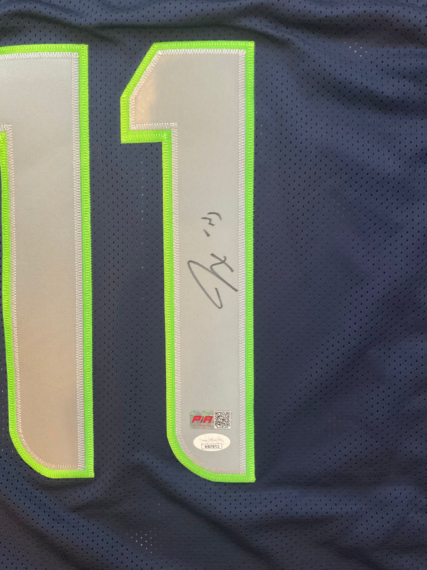 Jaxon Smith-Njigba Signed Seattle Blue Football Jersey (JSA & PIA)