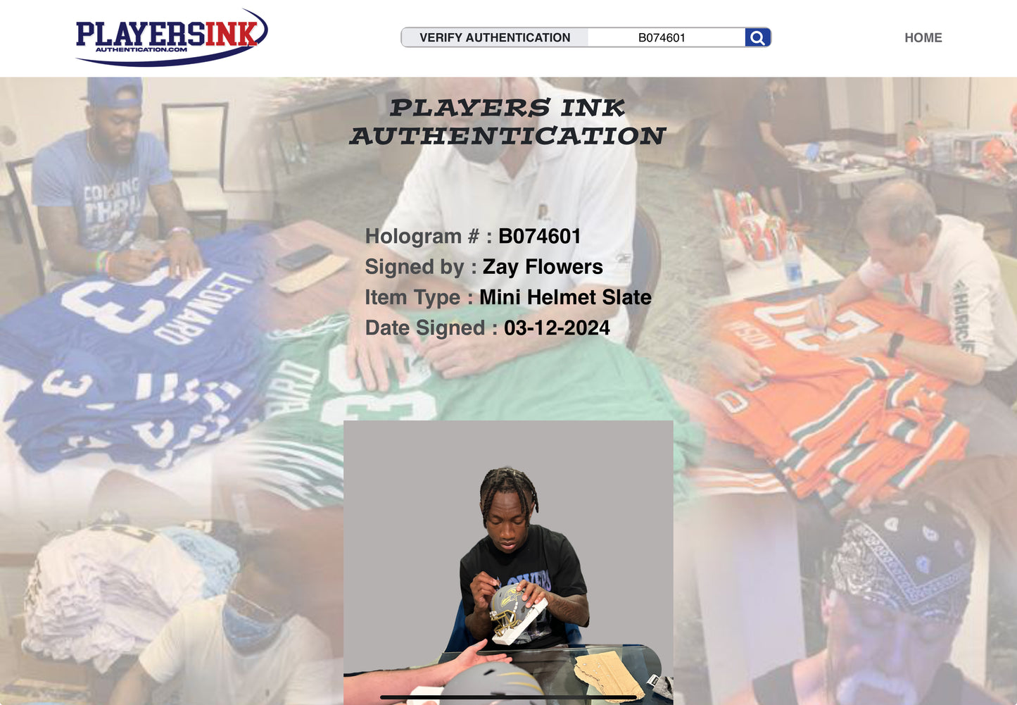 Zay Flowers Baltimore Slate Speed Mini Football Helmet (JSA & PIA)