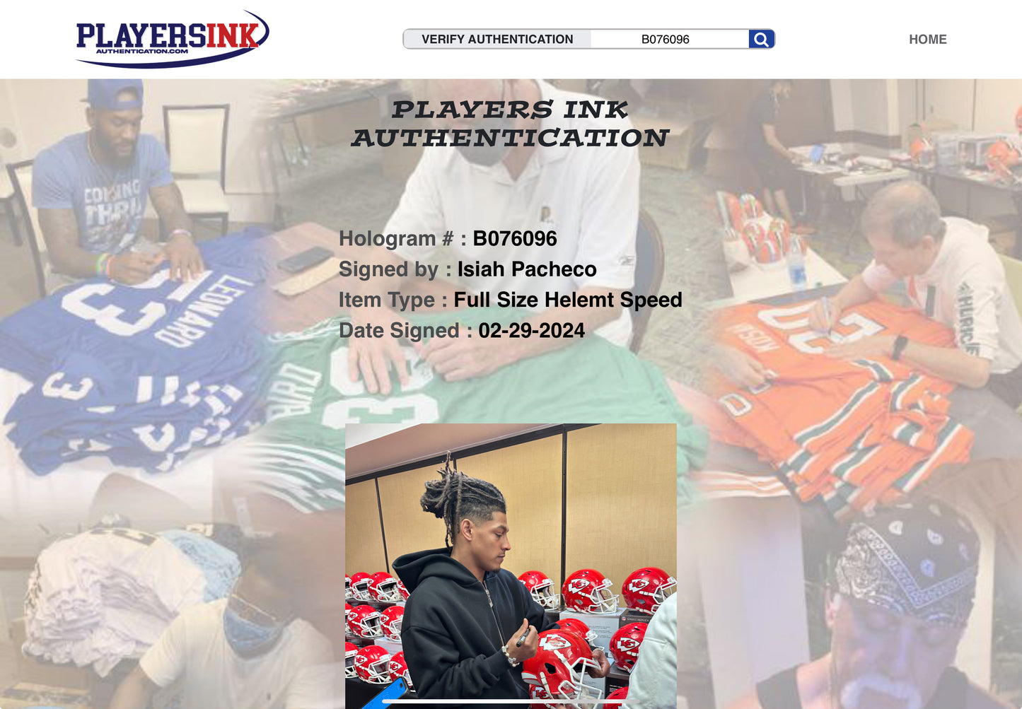 Isiah Pacheco Kansas City Full Size Red Speed Football Helmet (JSA)