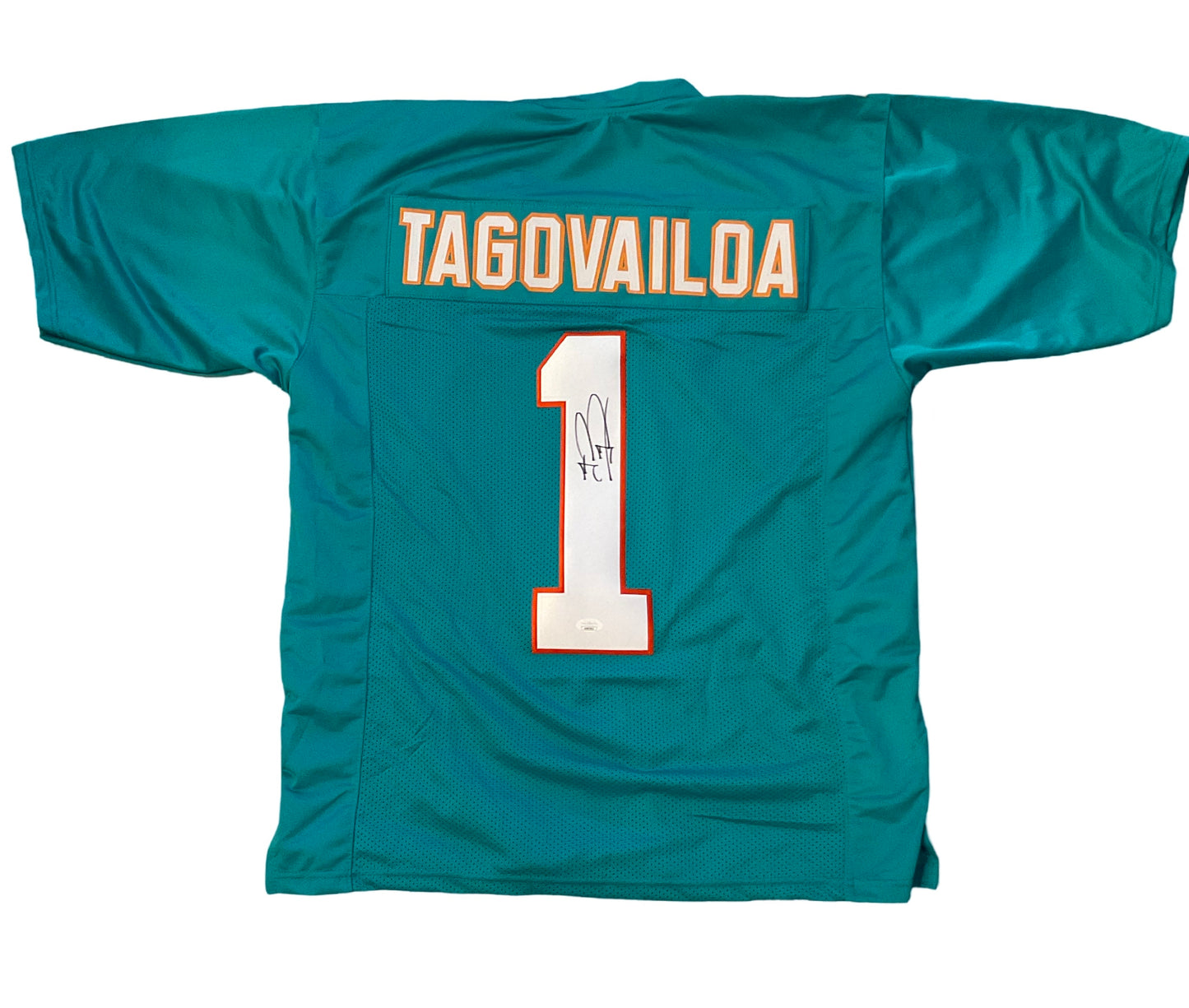 Tua Tagovailoa Custom Miami Autographed Football Jersey (JSA)