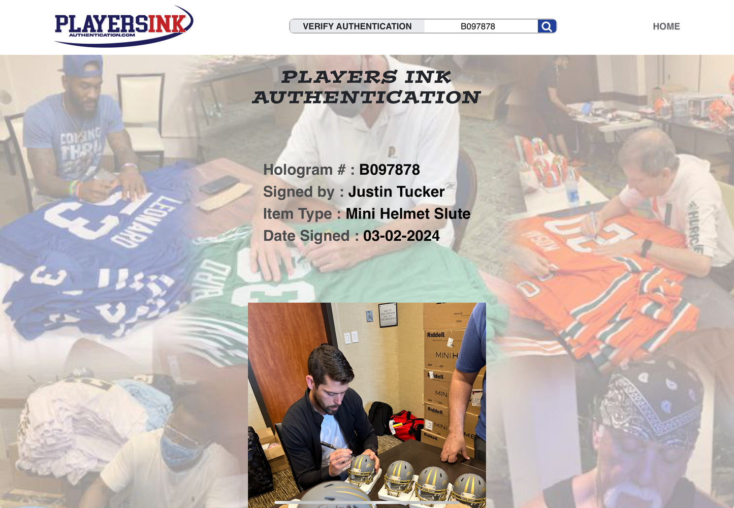 Justin Tucker Baltimore Slate Signed Mini Football Helmet (JSA & PIA)