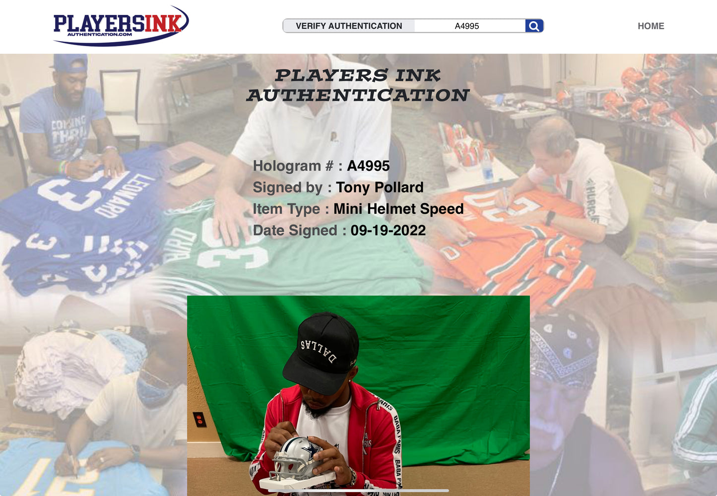 Tony Pollard Dallas Signed Mini Football Helmet (JSA/PIA)
