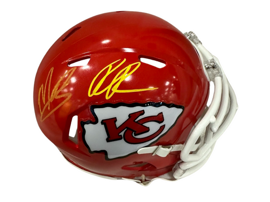 Marquise Brown & Rashee Rice Signed Kansas City Red Mini  Autographed Football Helmet (PIA & JSA)