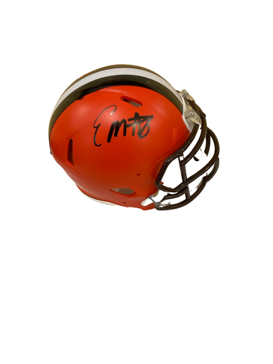 Elijah Moore Signed Cleveland Mini Football Helmet (PIA & JSA)