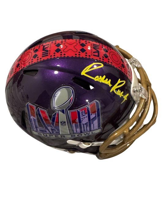 Rashee Rice Kansas City Super Bowl Mini Football Helmet (JSA) Long Sig