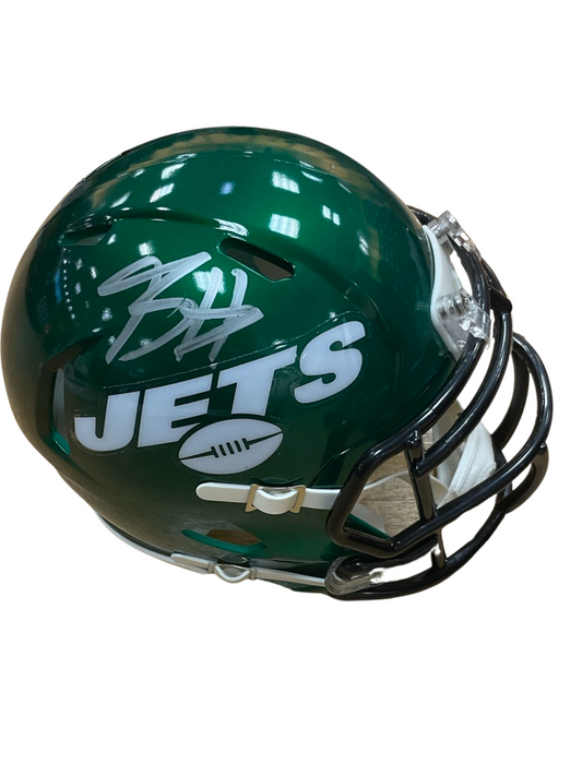 Breece Hall New York Jets Green Signed Mini Football Helmet (JSA & PIA)