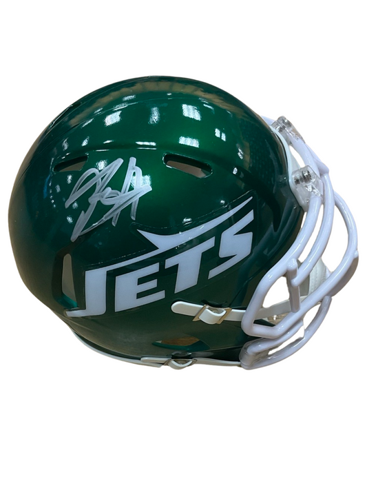Breece Hall New York Jets 80s Throwback Signed Mini Football Helmet (JSA & PIA)