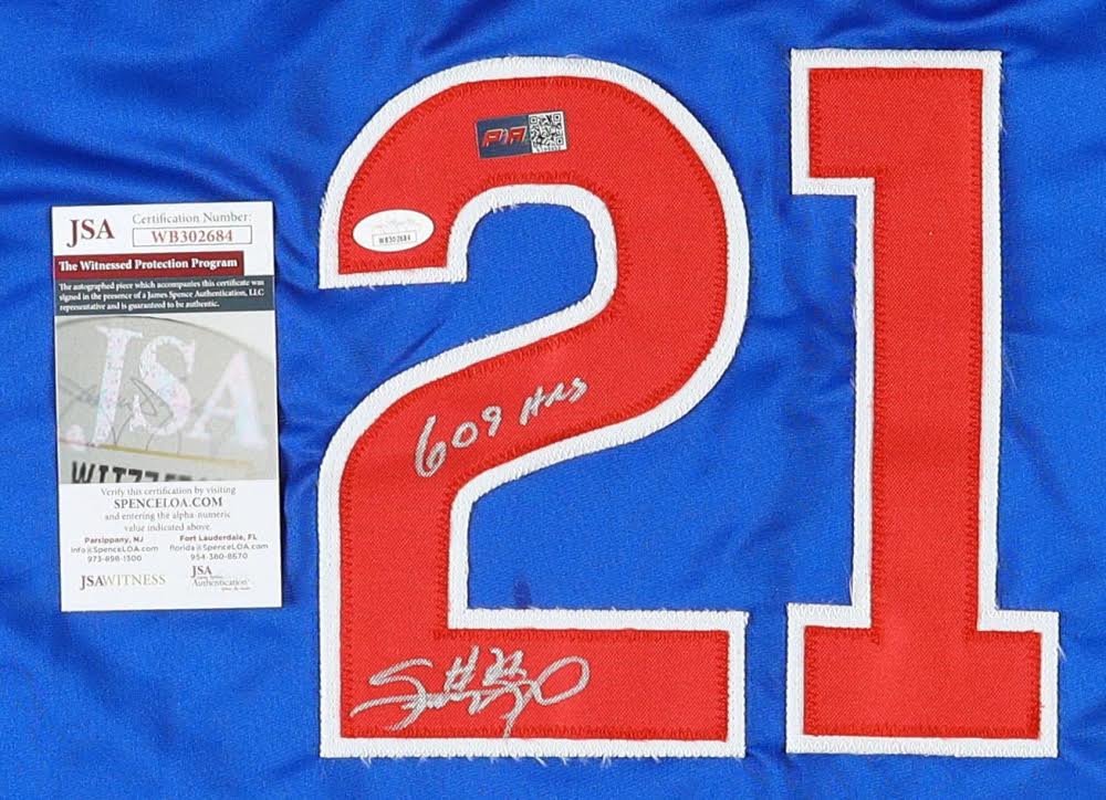 Sammy Sosa Signed Chicago Custom Autographed Blue Baseball Jersey (PIA & JSA) 609 HRS