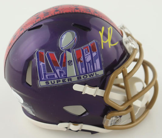 Rashee Rice Kansas City Super Bowl Mini Football Helmet (JSA) Short Sig