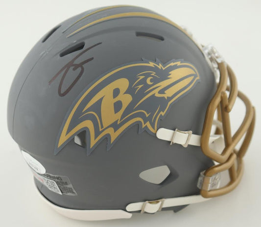 Zay Flowers Baltimore Slate Speed Mini Football Helmet (JSA & PIA)