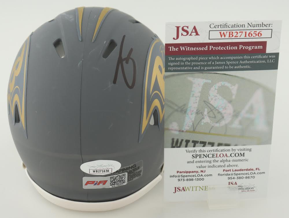 Zay Flowers Baltimore Slate Speed Mini Football Helmet (JSA & PIA)
