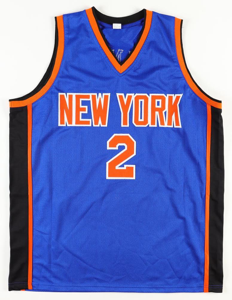Larry Johnson Signed Jersey Autographed Custom New York Signed Jersey (PIA/JSA) black sides