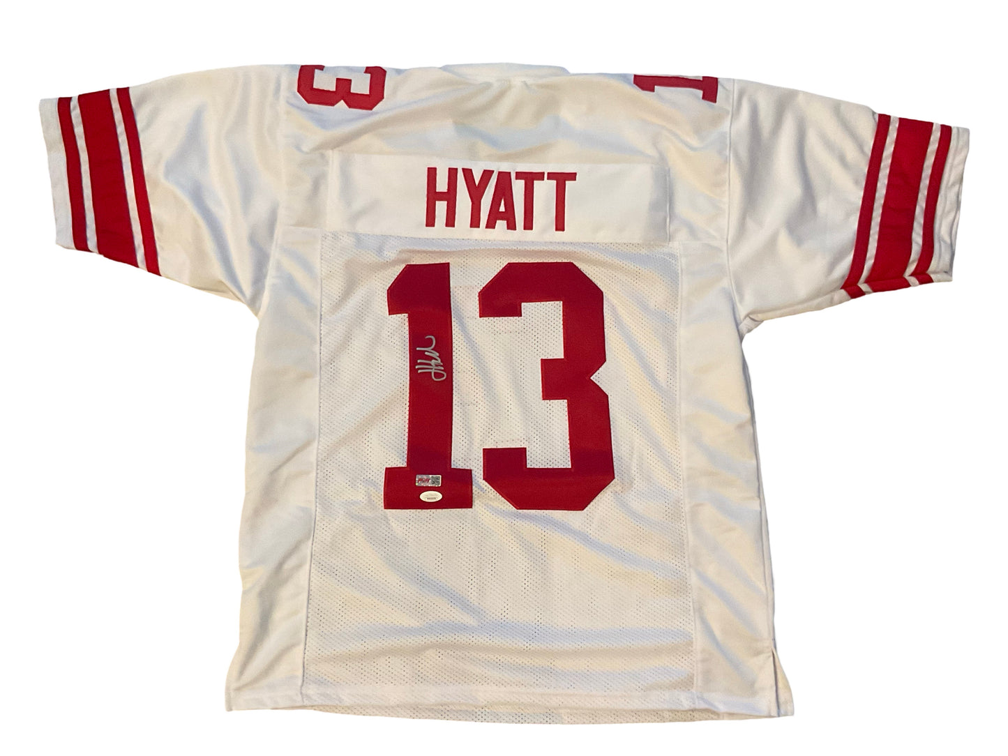 Jalin Hyatt Custom New York Autographed Football White Jersey (JSA & PIA)