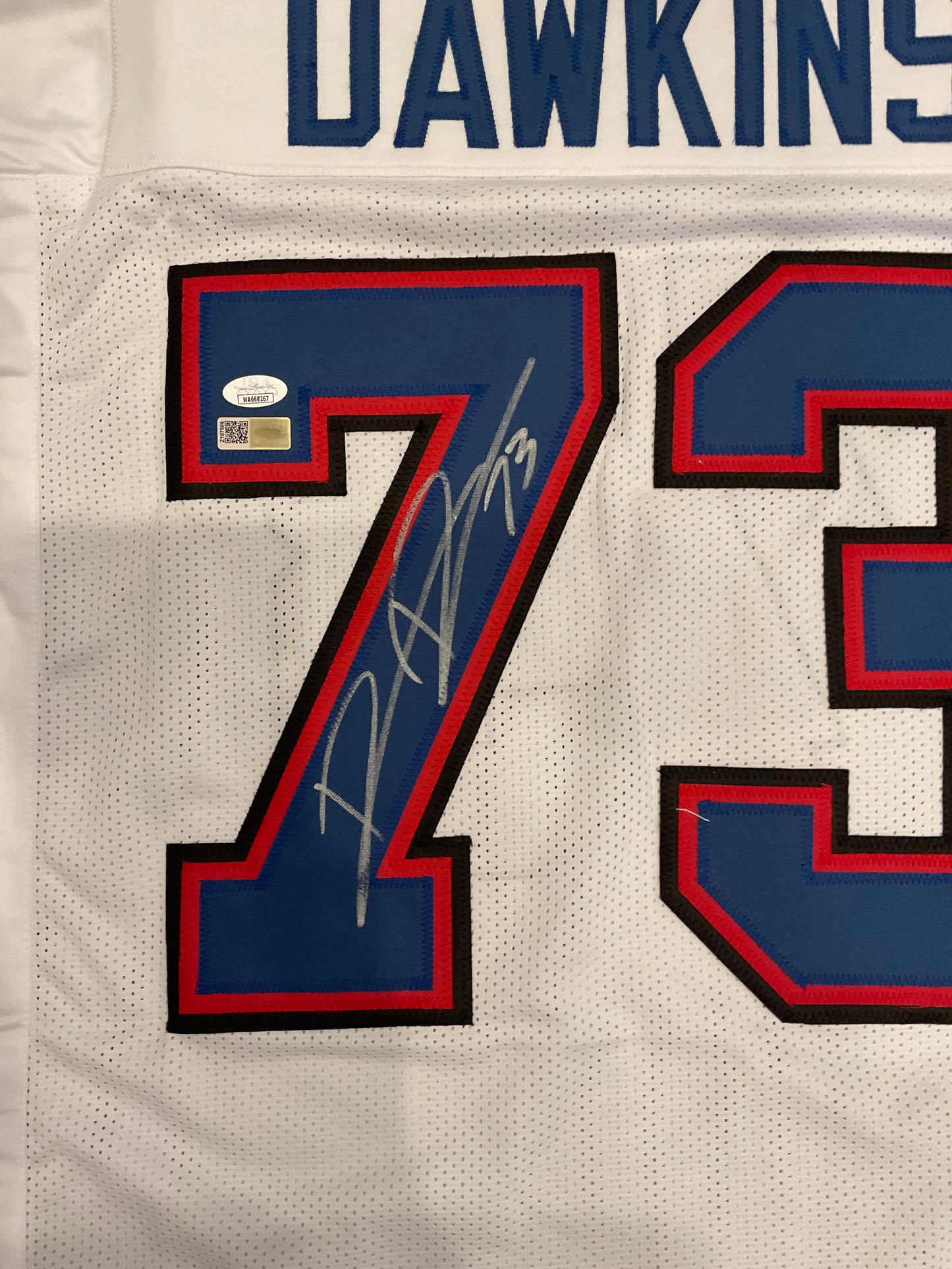 Dion Dawkins Custom Buffalo Autographed White Football Jersey (PIA/JSA)