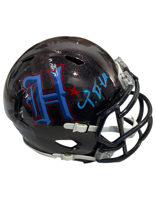 Tank Dell Houston Signed Mini Football Helmet H-Town (PIA)
