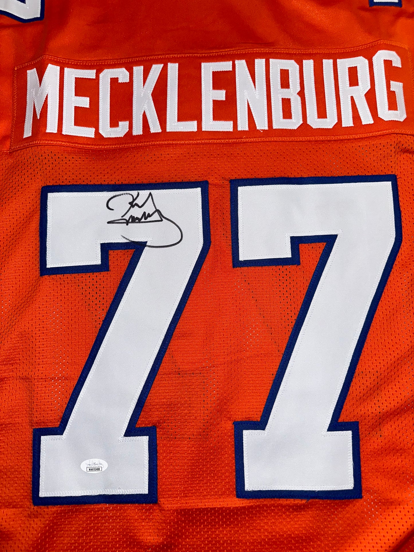 Karl Mecklenburg Custom Denver Autographed Football Jersey (PIA/JSA)