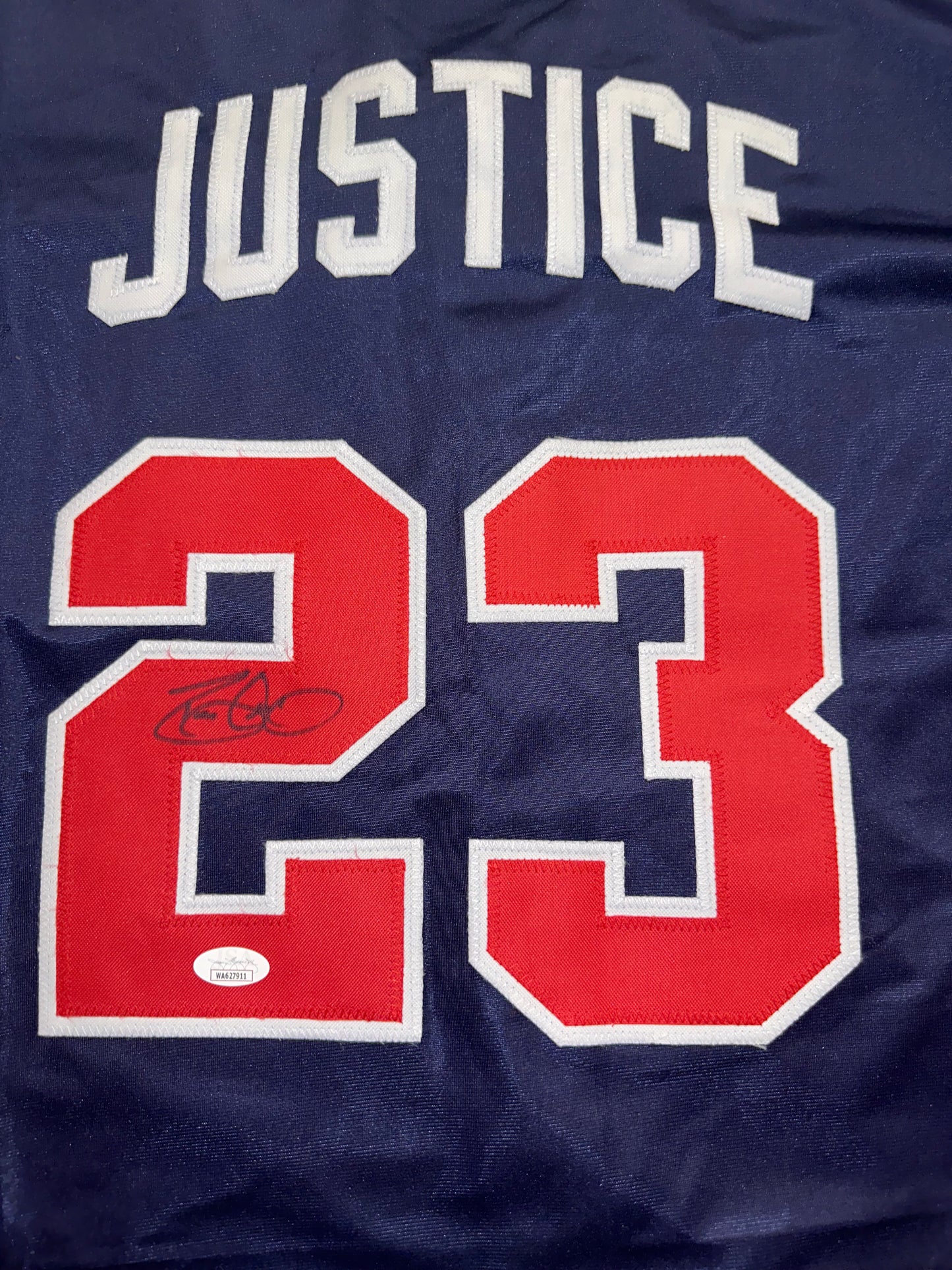 David Justice Signed Custom Atlanta Autographed Baseball Jersey (JSA)