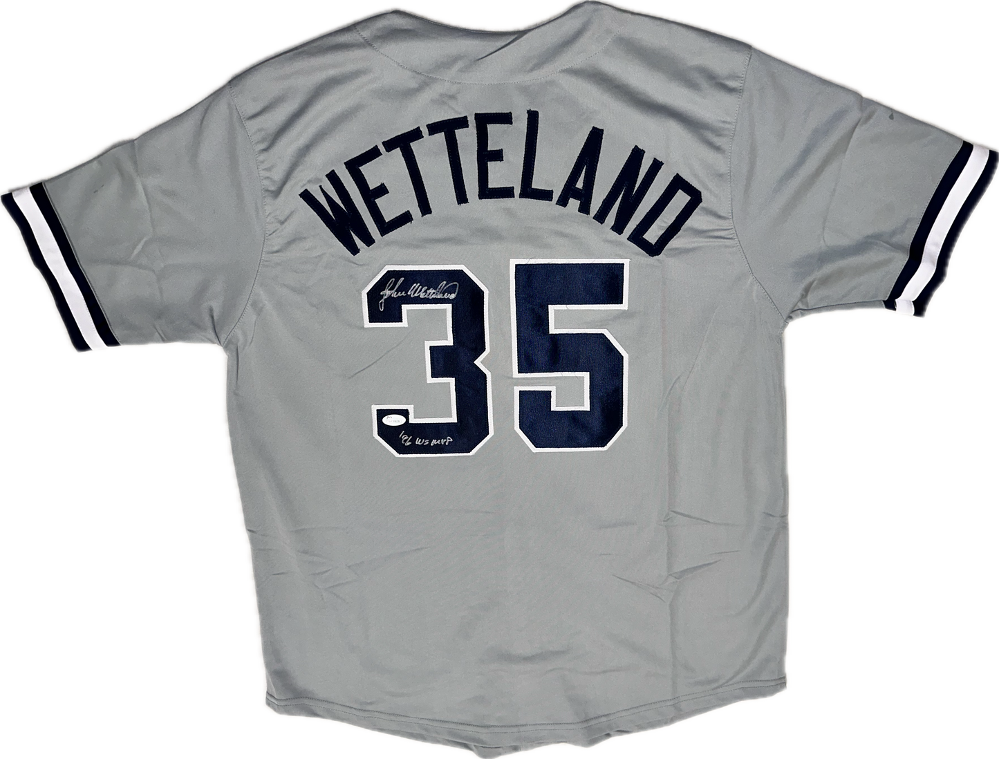 John Wetteland WS MVP Inscription Custom New York Autographed Baseball Jersey (PIA/JSA)