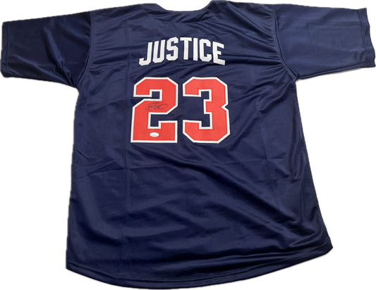 David Justice Signed Custom Atlanta Autographed Baseball Jersey (JSA)