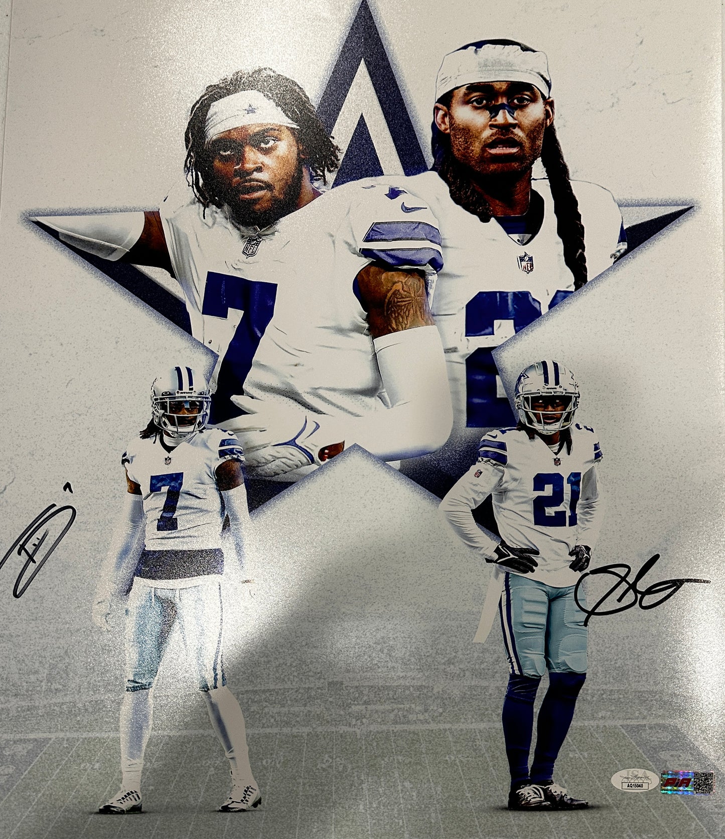 Trevon Diggs Stephon Gilmore Signed 16x20 Dallas Cowboys