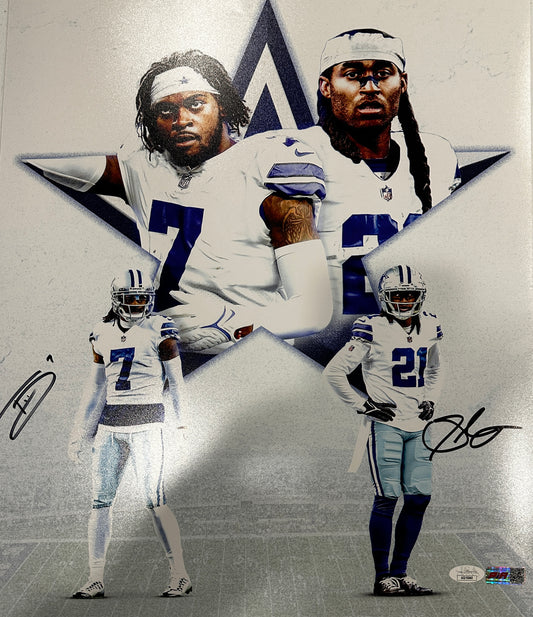 Trevon Diggs Stephon Gilmore Signed 16x20 Dallas Cowboys