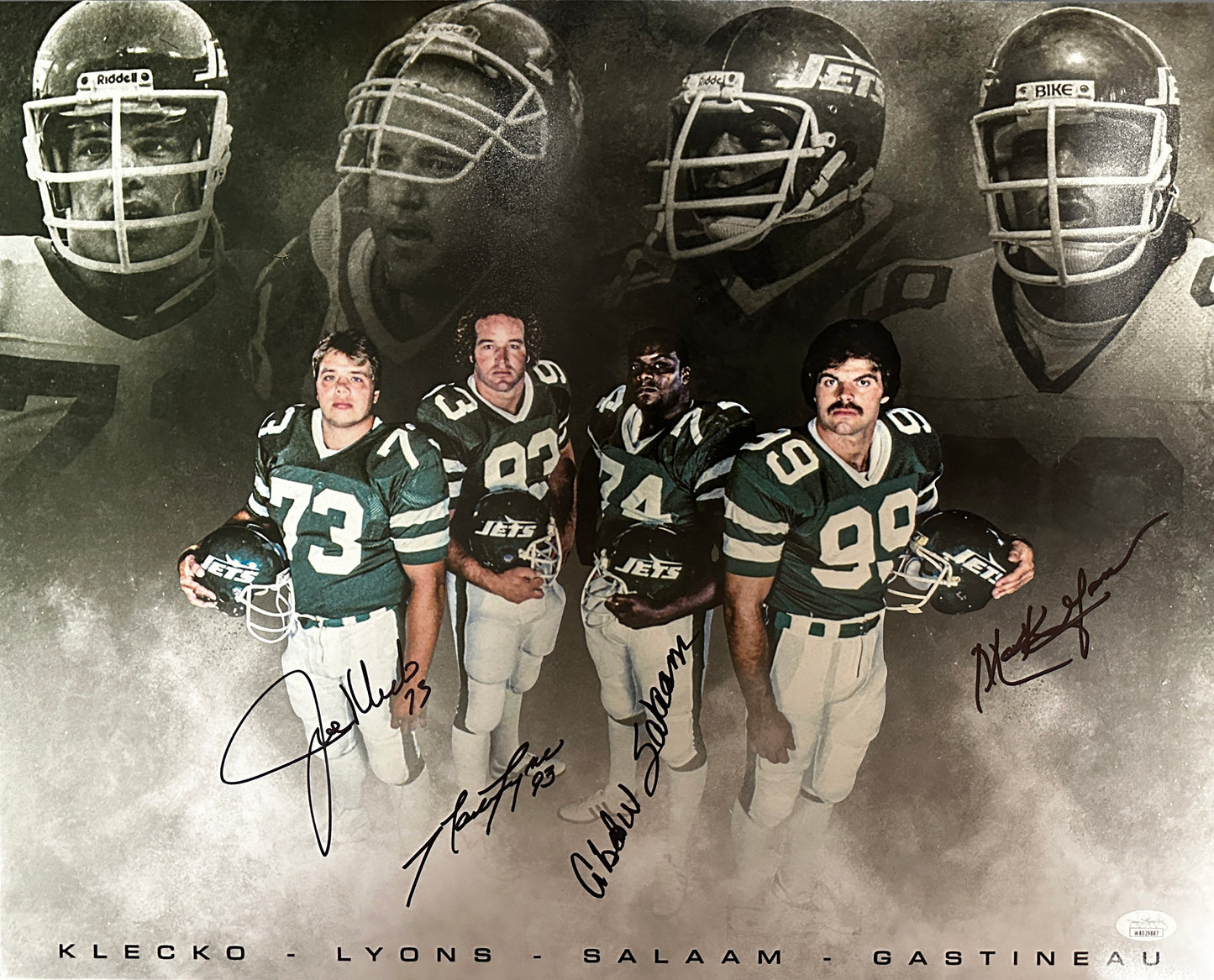 Sack Exchange Klecko Lyons Salaam Gastineau Signed 16x20 Autographed Photo New York Jets (PIA)