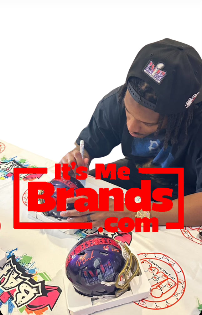 Deon Bush "SB LVIII" Inscription Super Bowl Purple Signed Mini Football Helmet (PIA JSA)