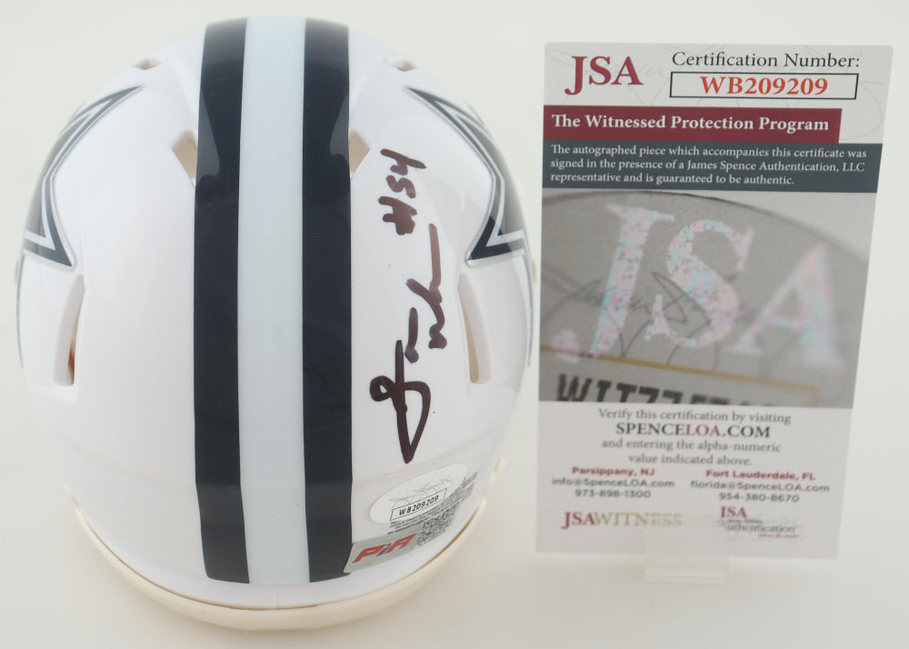 Sam Williams Signed Dallas White Autographed Mini Helmet Football (PIA/JSA)