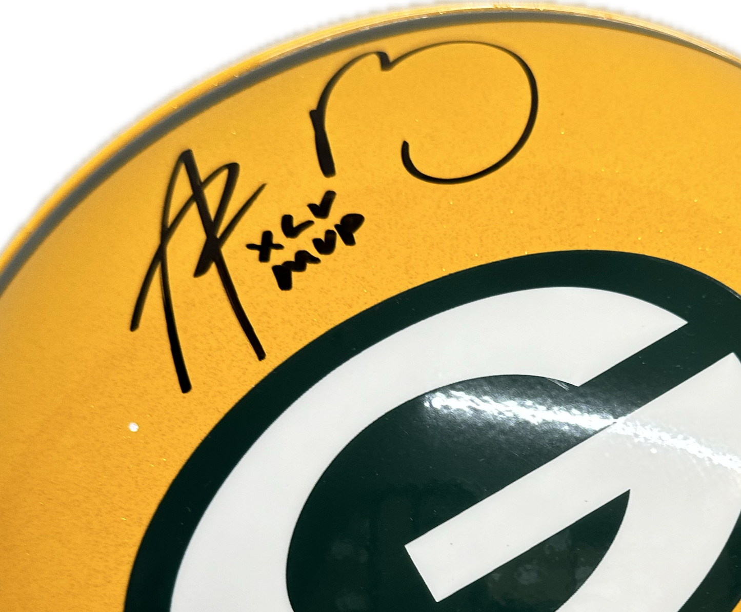 Aaron Rodgers Green Bay Inscription "XLV MVP"  Full Size Home Speed Football Helmet (JSA)