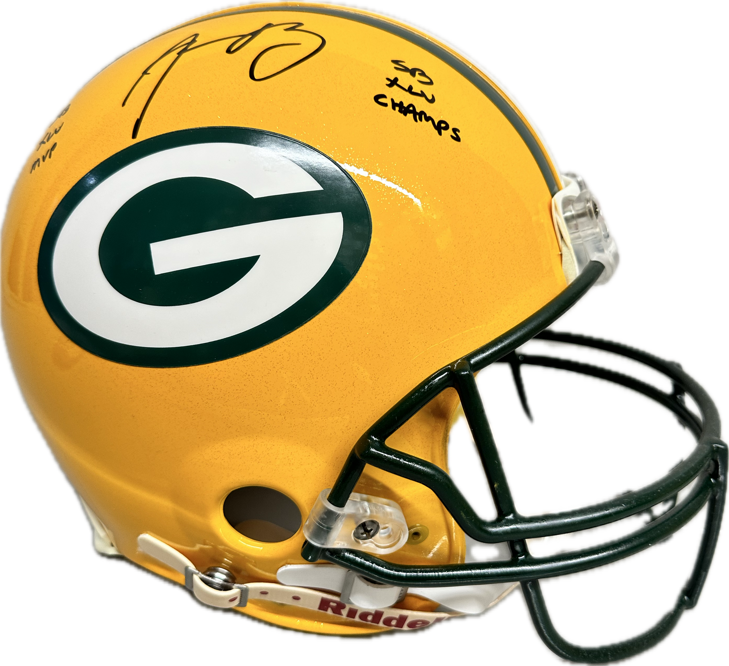 Aaron Rodgers Green Bay "SB MVP & SB Champs" Inscription Full Size Home Speed Football Helmet (JSA)