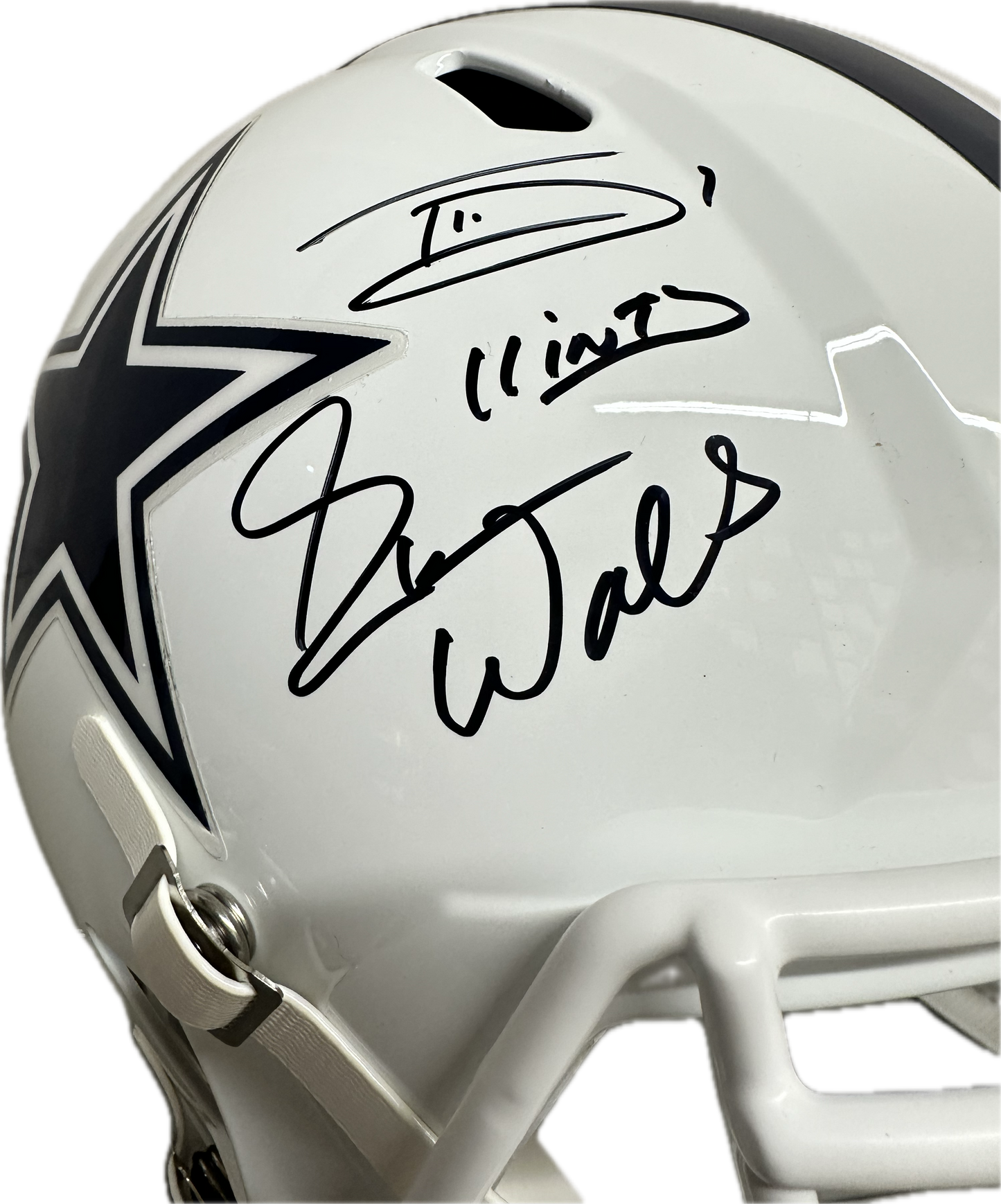Trevon Diggs "11 INTs" and Everson Walls Signed Full Size White Helmet Football Helmet (JSA)