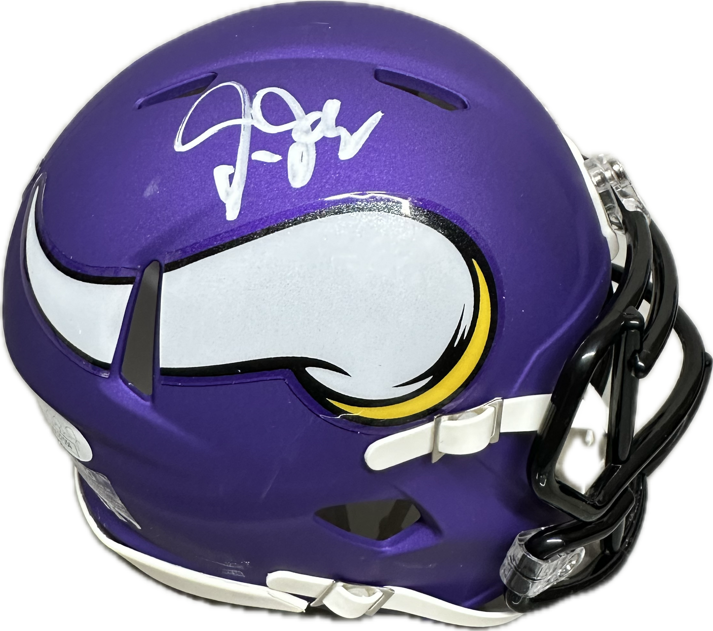 Justin Jefferson Speed Minnesota Puple Signed Mini Football Helmet (JSA)
