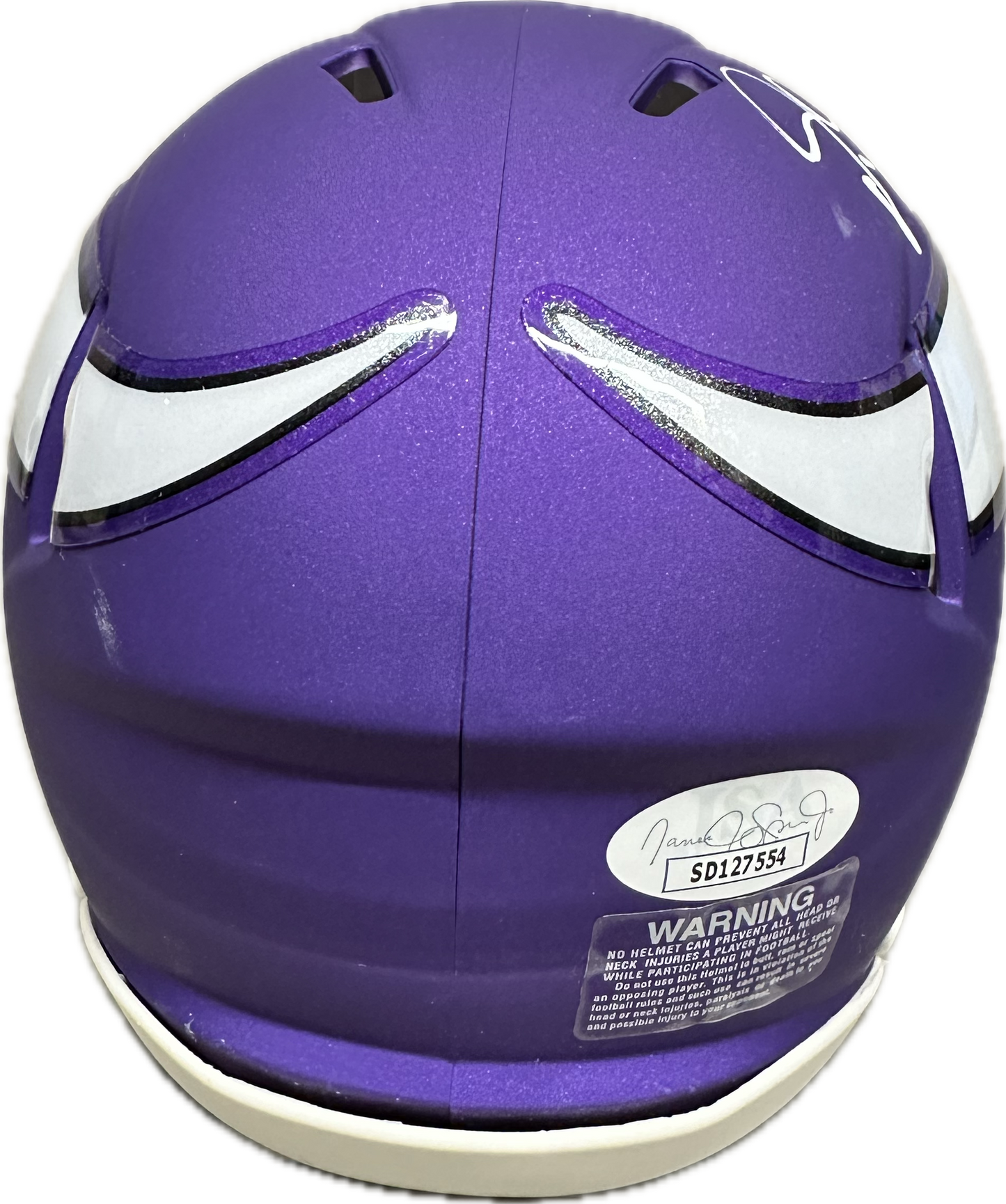 Justin Jefferson Speed Minnesota Puple Signed Mini Football Helmet (JSA)
