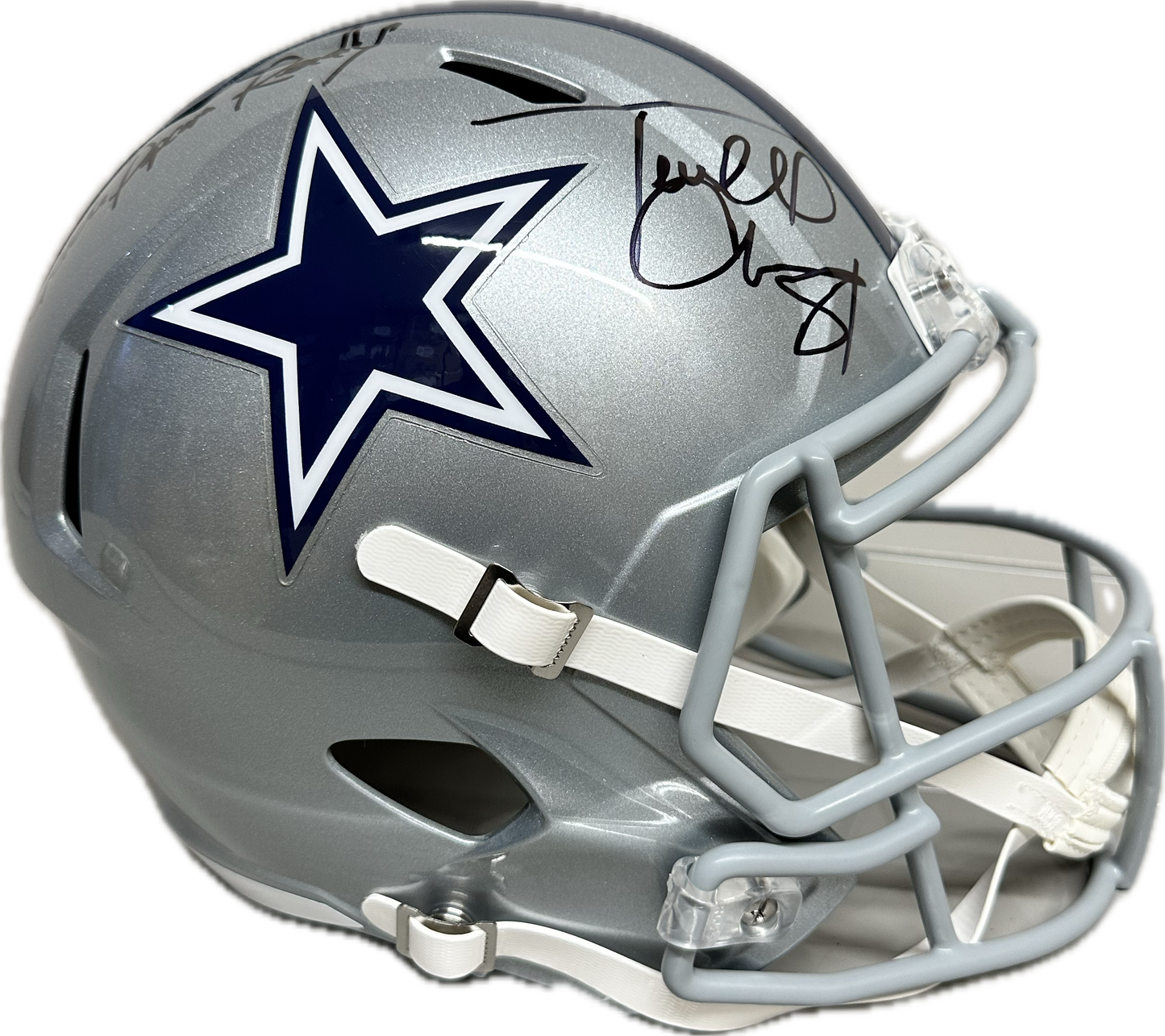 Terrell Owens "Getcha Popcorn Ready" Inscription Dallas Full Size Football Helmet (JSA)