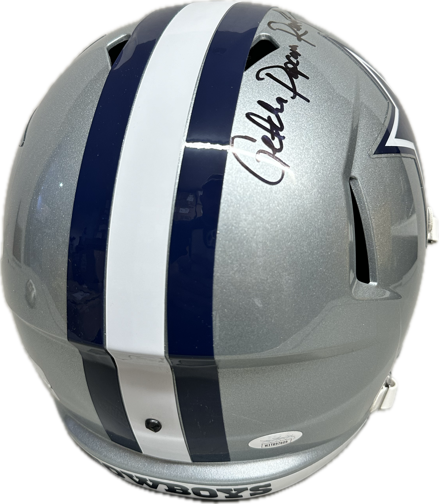 Terrell Owens "Getcha Popcorn Ready" Inscription Dallas Full Size Football Helmet (JSA)