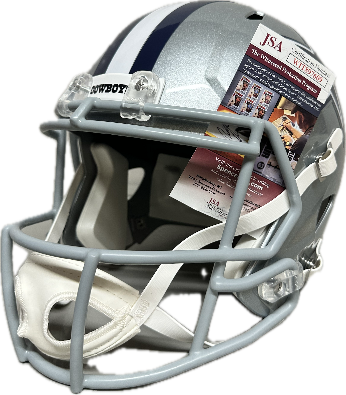 Terrell Owens "Getcha Popcorn Ready" Inscription Dallas Full Size Football Helmet (JSA)