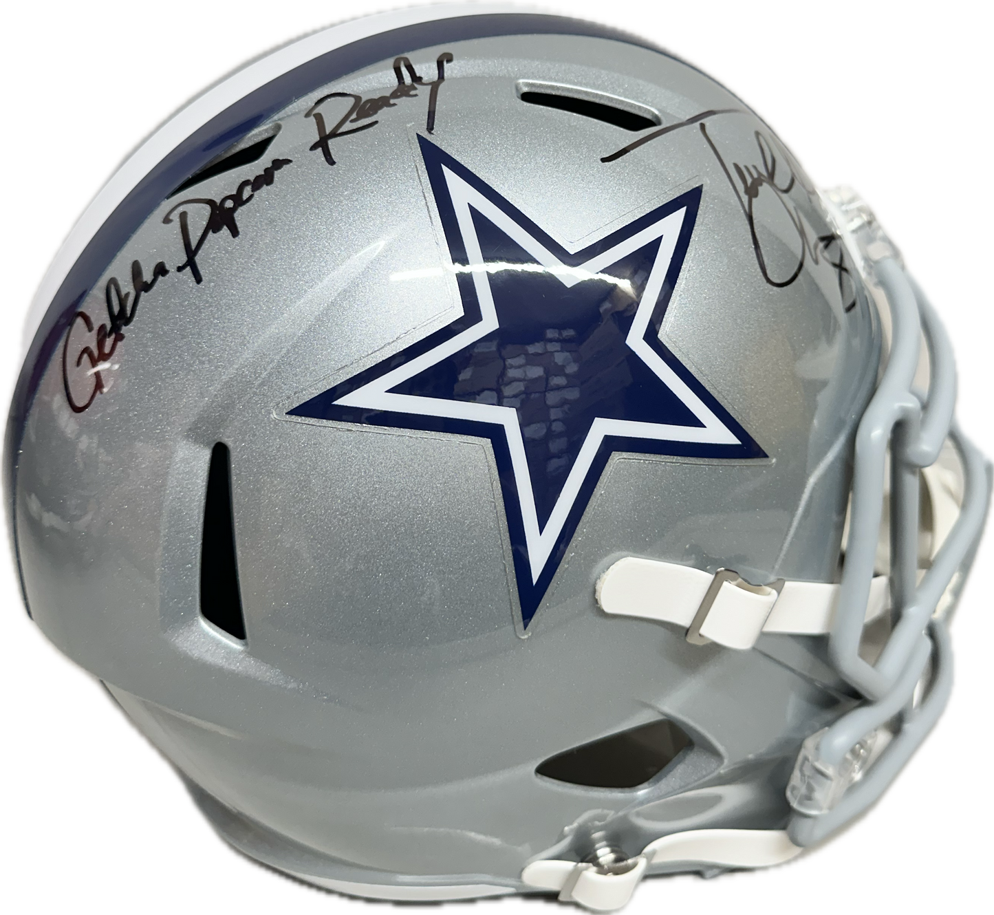 Terrell Owens "Getcha Popcorn Ready" Inscription Dallas Full Size Football Helmet (JSA)