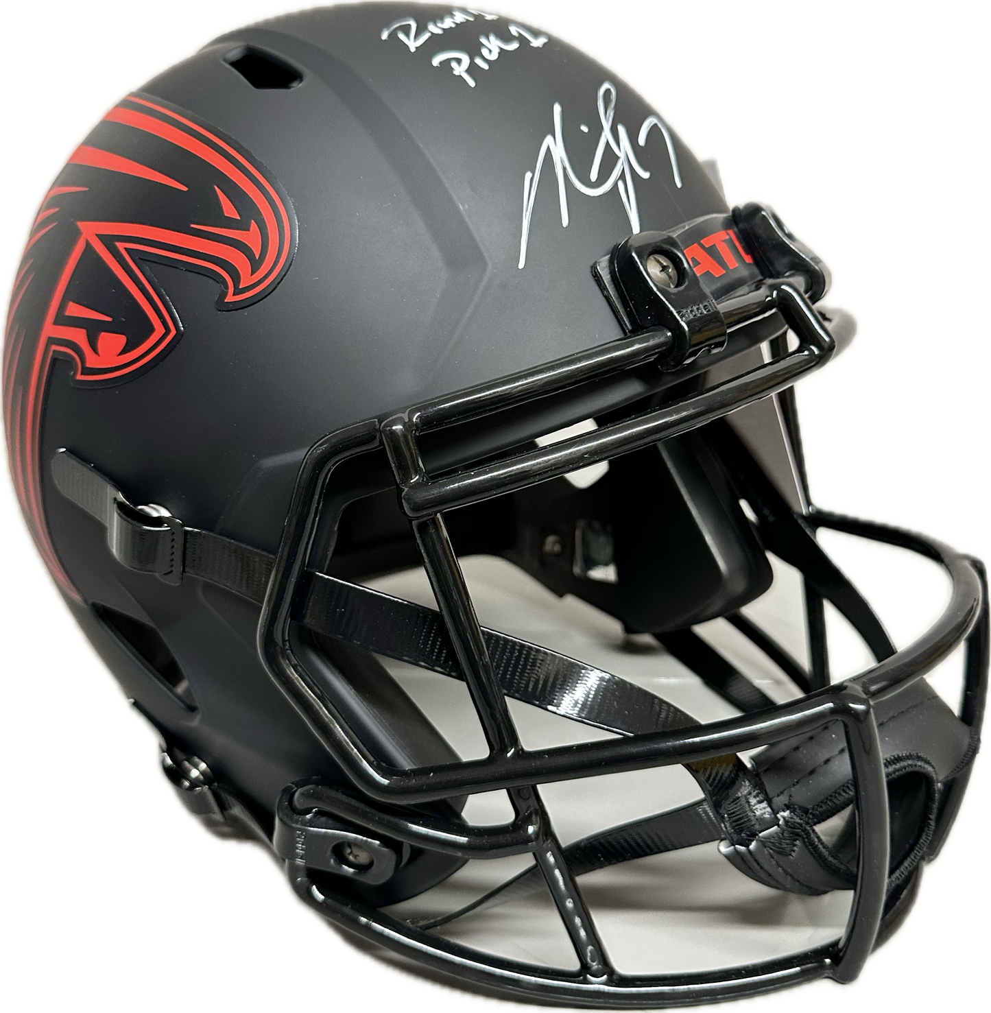 Mike Vick "Round 1 Pick 1" Inscription Atlanta Full Size Black Eclipse Speed Rep Football Helmet (JSA)