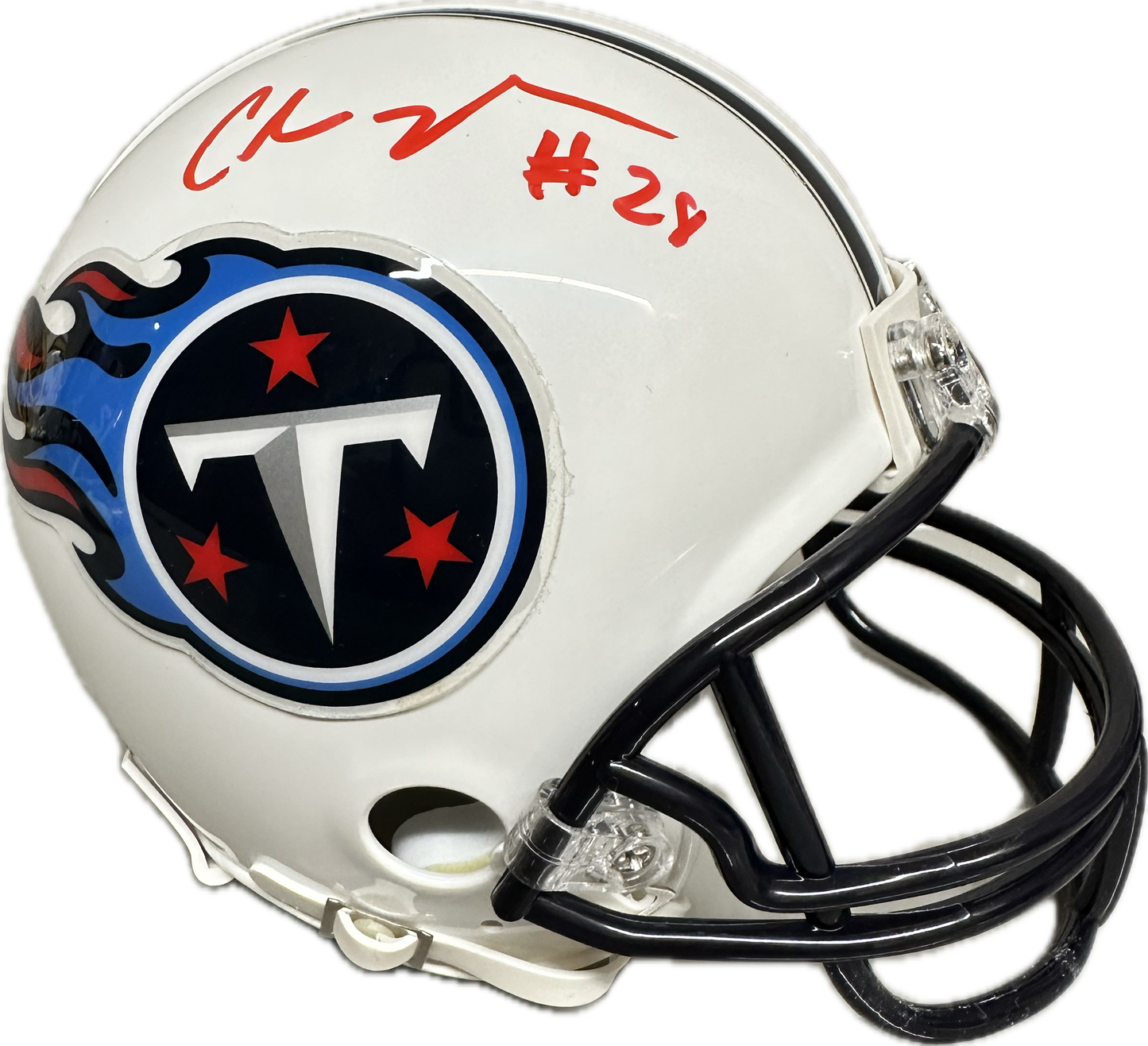 Chris Johnson Tennessee White Signed Mini Football Helmet (PIA) Red Sig
