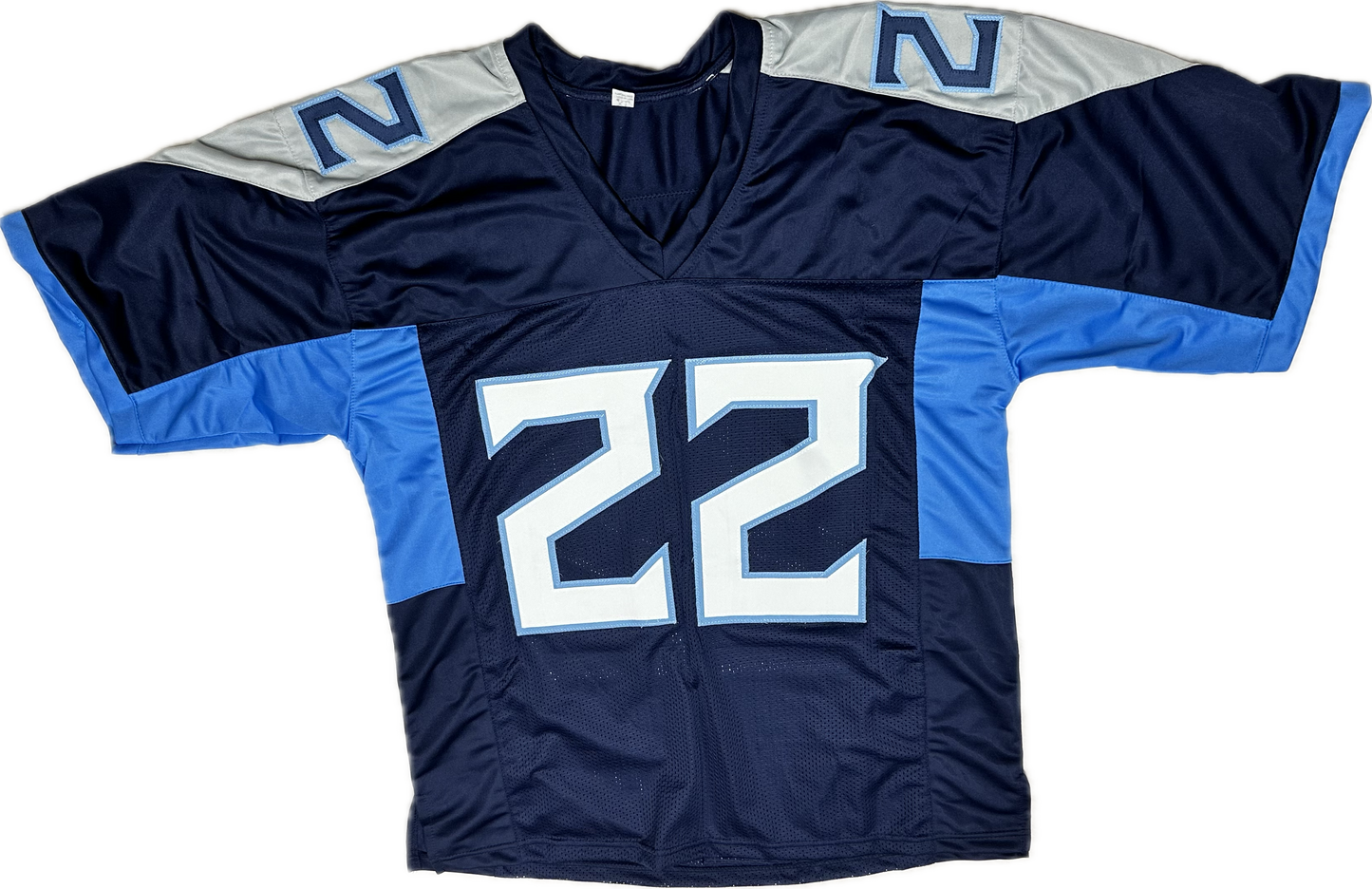Derrick Henry Custom Tennessee Signed Football Blue Jersey (JSA)