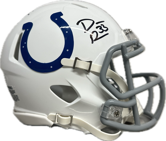 Dominica Rhodes Indianapolis White Speed Mini Football Helmet (JSA) SB Champs