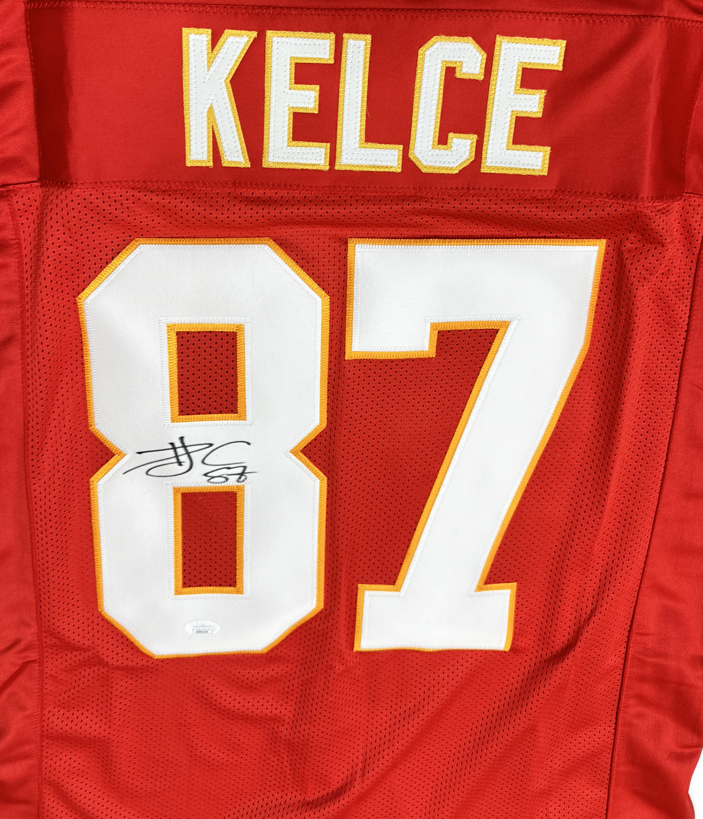 Travis Kelce Custom Kansas City Red Signed Football Jersey (JSA)