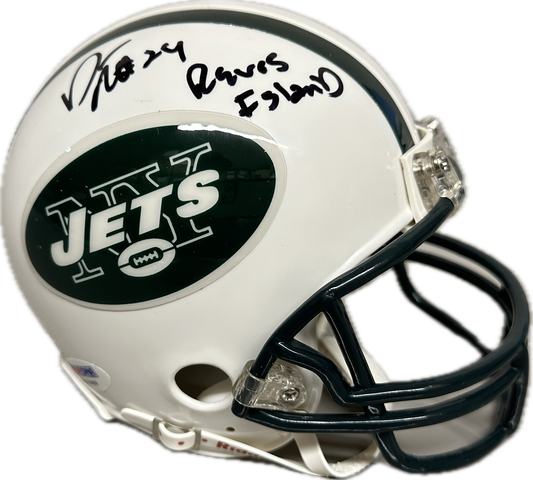 Darrelle Revis Inscription "Revis Island" New York Jets White Mini Football Helmet (JSA)