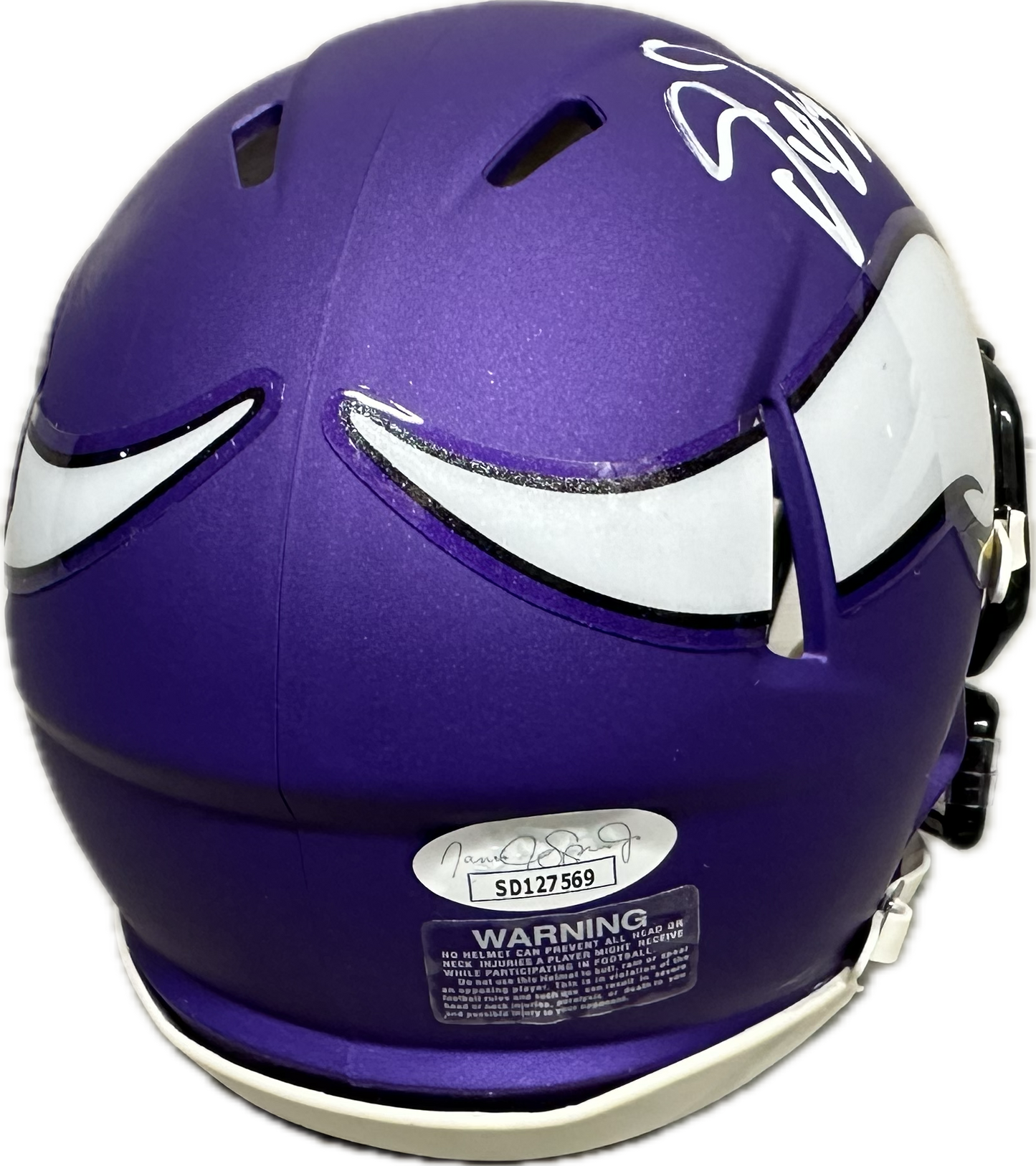 Justin Jefferson Minnesota Purple Mini Football Helmet (JSA)