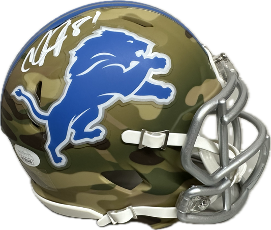 Calvin Johnson Detroit Salute to Service Signed Mini Football Helmet (JSA)
