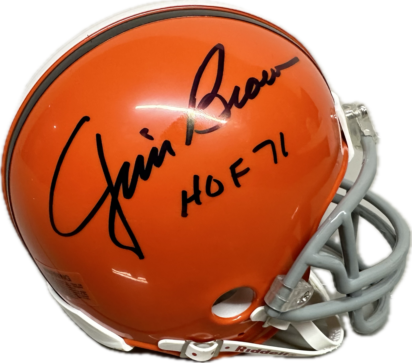 Jim Brown "HOF 71" Cleveland Orange Signed Mini Football Helmet (JSA)